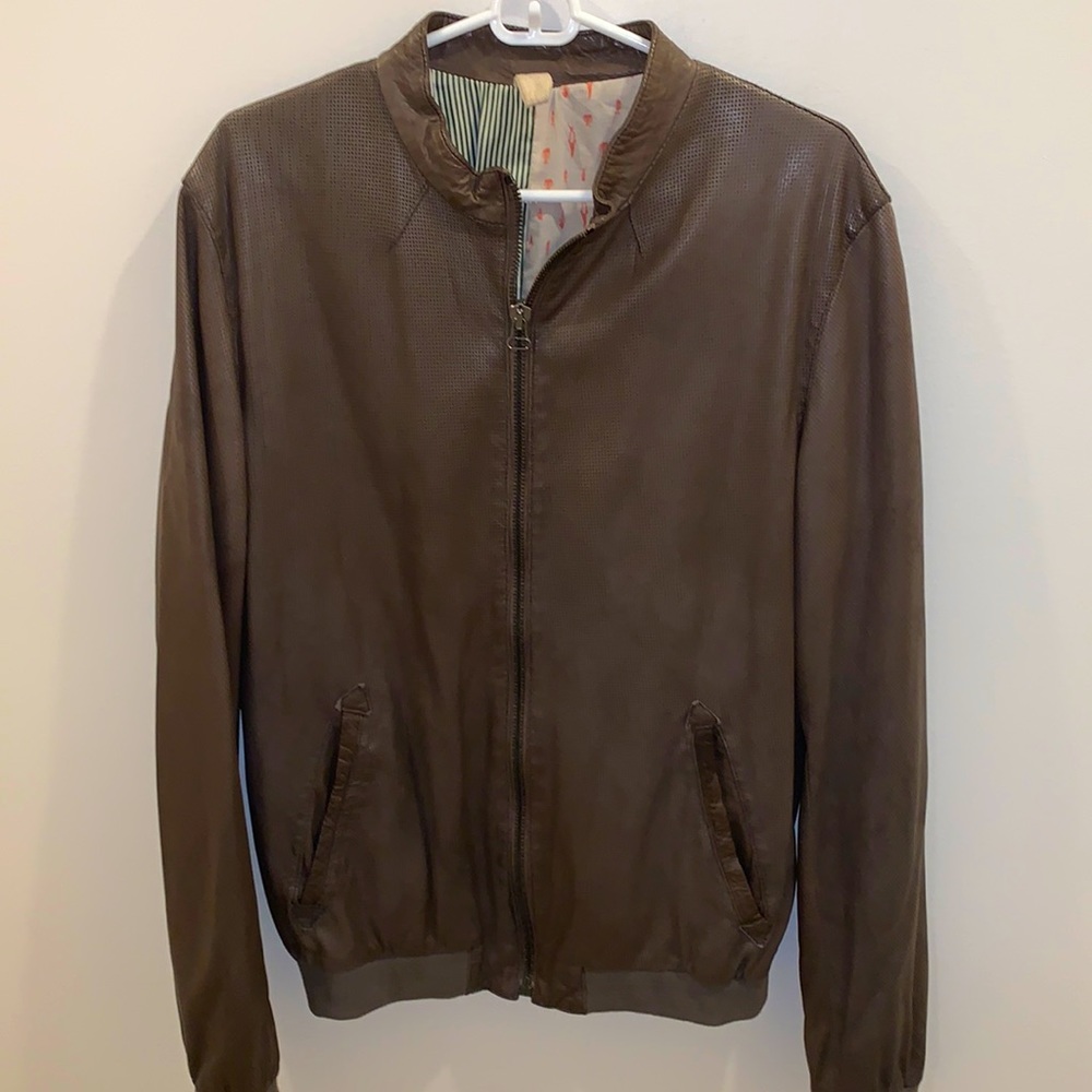 Delan Italian Leather Jacket. Size 52/Large. New and Unworn.